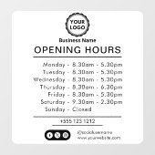 Autocollant Pour Fenêtre Horaires d'Ouverture | Logo de l'entreprise Heures (Feuille)