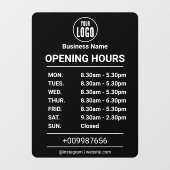 Autocollant Pour Fenêtre Horaires d'Ouverture | Logo de l'entreprise Heures (Feuille)