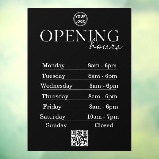 Autocollant Pour Fenêtre Horaires d'ouverture | Logo de l'entreprise Horair (Feuille 3)