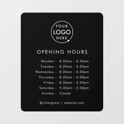 Autocollant Pour Fenêtre Horaires d'ouverture | Logo d'entreprise Horaires  (Feuille)