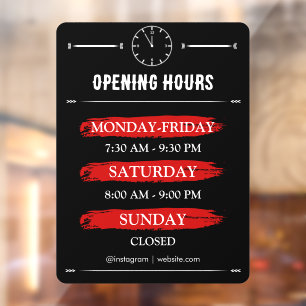 Autocollant Pour Fenêtre Horaires d'Ouverture Logo Entreprise Heures d'Ou