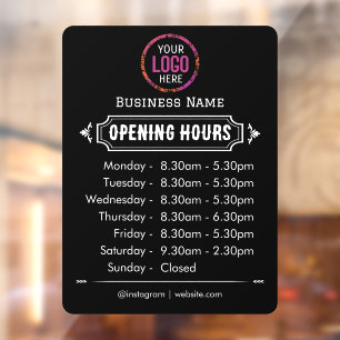 Autocollant Pour Fenêtre Horaires d'Ouverture Logo Entreprise Heures d'Ou