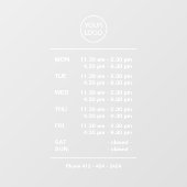Autocollant Pour Fenêtre Horaires d'Ouverture Modernes Blanc Avec Pause Déj (Feuille)