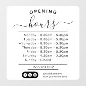 Autocollant Pour Fenêtre Horaires d'Ouverture Modernes Écriture Élégante Pe (Feuille)
