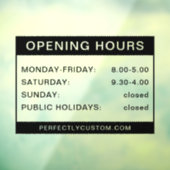 Autocollant Pour Fenêtre Horaires d'ouverture noir et transparent (Feuille 3)