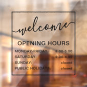 Autocollant Pour Fenêtre Horaires d'ouverture noir et transparent (Feuille 2)