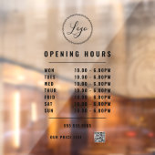 Autocollant Pour Fenêtre Horaires d'ouverture noir Logo Code QR transparent (Feuille 2)