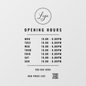 Autocollant Pour Fenêtre Horaires d'ouverture noir Logo Code QR transparent (Feuille)