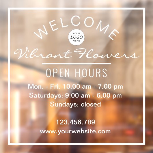 Autocollant Pour Fenêtre Horaires d'ouverture simples guichets d'accueil (Feuille 2)