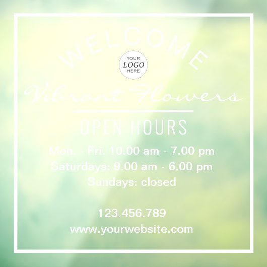 Autocollant Pour Fenêtre Horaires d'ouverture simples guichets d'accueil (Feuille 3)