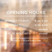 Autocollant Pour Fenêtre Horaires d'ouverture Texte blanc transparent (Feuille 2)