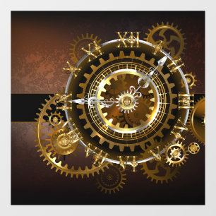 Autocollant Pour Fenêtre Horloge Steampunk avec des engrenages anciens