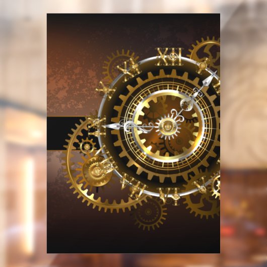Autocollant Pour Fenêtre Horloge Steampunk avec des engrenages anciens (Feuille 2)
