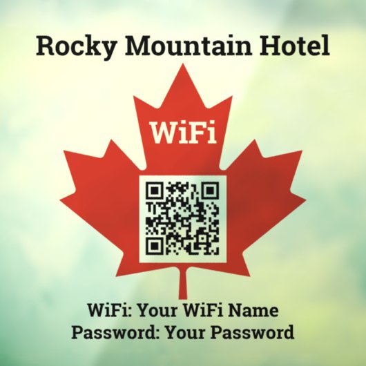 Autocollant Pour Fenêtre Hôtel Canadien Wifi Détails Plus Code QR (Feuille 3)