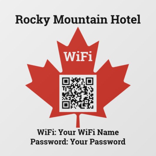 Autocollant Pour Fenêtre Hôtel Canadien Wifi Détails Plus Code QR (Feuille)