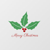 Autocollant Pour Fenêtre Houx et Joyeux Noël (Feuille)