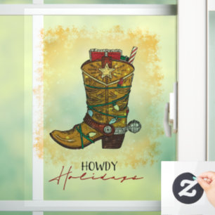 Autocollant Pour Fenêtre Howdays Christmas Lights Cowboy Boot