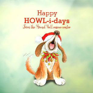 Autocollant Pour Fenêtre Howling chant art chien affaires Noël