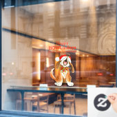 Autocollant Pour Fenêtre Howling chant art chien affaires Noël (Fenêtre de café)