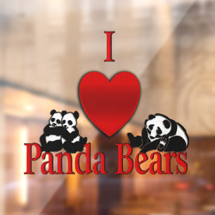 Autocollant Pour Fenêtre I Heart Panda Bears