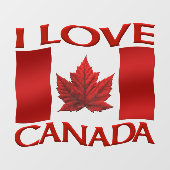 Autocollant Pour Fenêtre I Love Canada Decals Custom Canada Window Decal (Feuille)