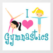 Autocollant Pour Fenêtre I Love Gymnastique mignonne Gymnaste (Feuille)