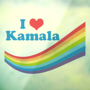 Autocollant Pour Fenêtre I Love Kamala Cute Election Rainbow