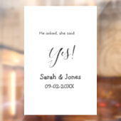 Autocollant Pour Fenêtre Il a demandé elle a dit oui engagement simple mini (Feuille 2)