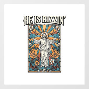 Autocollant Pour Fenêtre Il est Rizzin Vintage Pâques Vitrail T-Shirt De