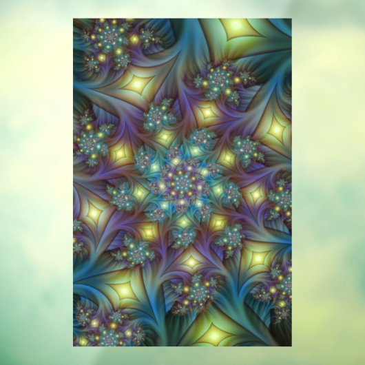 Autocollant Pour Fenêtre Illuminé Abstrait brillant Turquoise violet Fracta (Feuille 3)