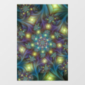 Autocollant Pour Fenêtre Illuminé Abstrait brillant Turquoise violet Fracta (Feuille)