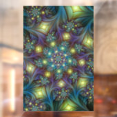 Autocollant Pour Fenêtre Illuminé Abstrait brillant Turquoise violet Fracta (Feuille 2)