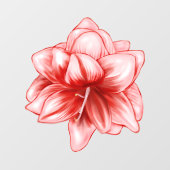 Autocollant Pour Fenêtre Illustration Amaryllis rose et blanc (Feuille)