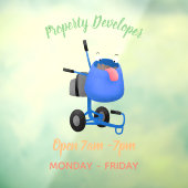 Autocollant Pour Fenêtre Illustration amusante du mélangeur de ciment bleu (Feuille 3)