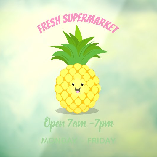 Autocollant Pour Fenêtre Illustration d'ananas mignon (Feuille 3)