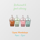 Autocollant Pour Fenêtre Illustration de dessin animé pour le thé de bulle (Feuille)