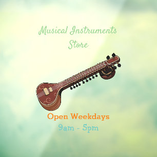 Autocollant Pour Fenêtre Illustration de dessin de Sitar