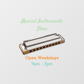 Autocollant Pour Fenêtre Illustration de dessin d'Harmonica (Feuille)