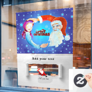 Autocollant Pour Fenêtre Illustration de la fille de bébé du Père Noël