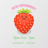 Autocollant Pour Fenêtre Illustration de la fraise Cute kawaii (Feuille)