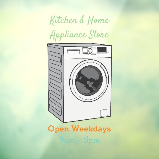 Autocollant Pour Fenêtre Illustration de la machine à laver (Feuille 3)