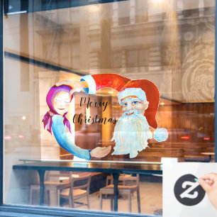 Autocollant Pour Fenêtre Illustration de la petite fille du Père Noël Starr