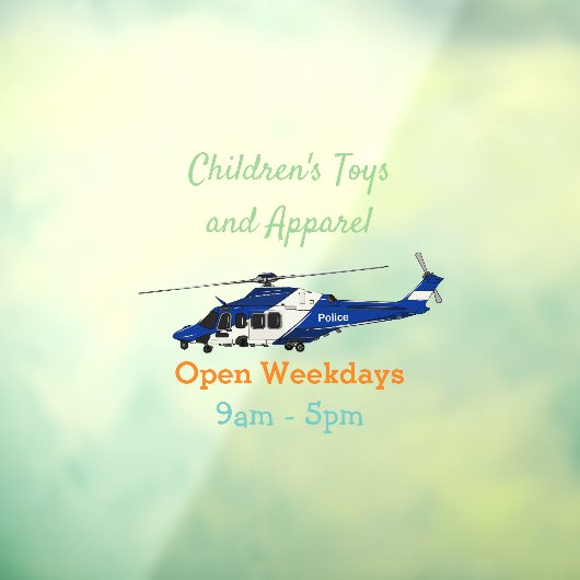 Autocollant Pour Fenêtre Illustration de l'hélicoptère de police (Feuille 3)