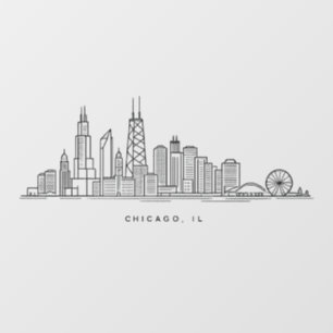 Autocollant Pour Fenêtre Illustration de l'horizon de Chicago IL