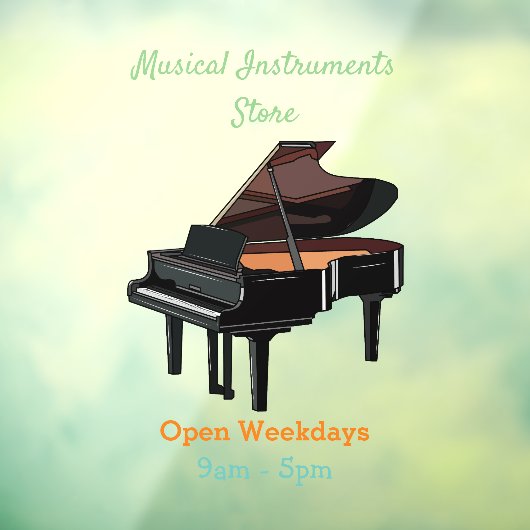 Autocollant Pour Fenêtre Illustration de piano (Feuille 3)