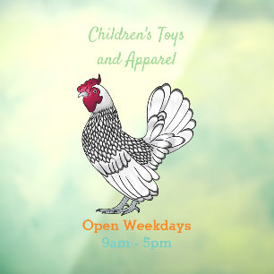 Autocollant Pour Fenêtre Illustration de poulet Sebright