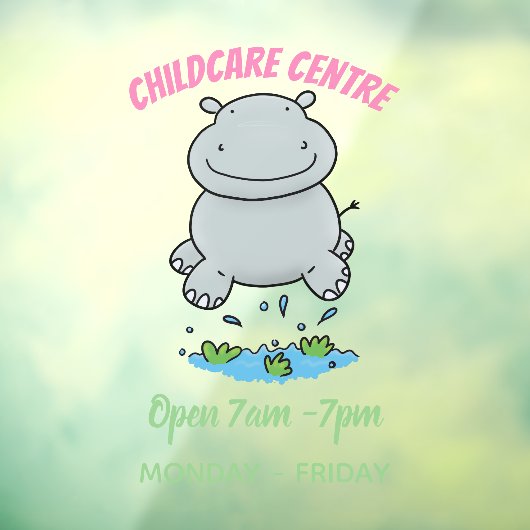 Autocollant Pour Fenêtre Illustration de saut en hippo mignon (Feuille 3)