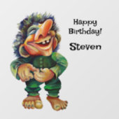 Autocollant Pour Fenêtre Illustration de troll drôle scandinave aquarelle (Feuille)