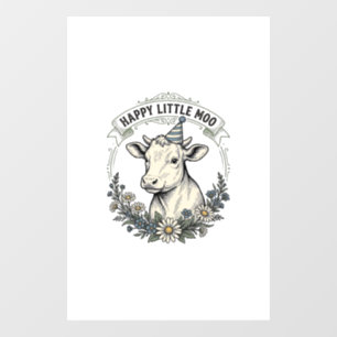 Autocollant Pour Fenêtre Illustration de veau d'anniversaire Gravure vintag