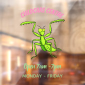 Autocollant Pour Fenêtre Illustration drôle de mante verte en prière (Feuille 2)